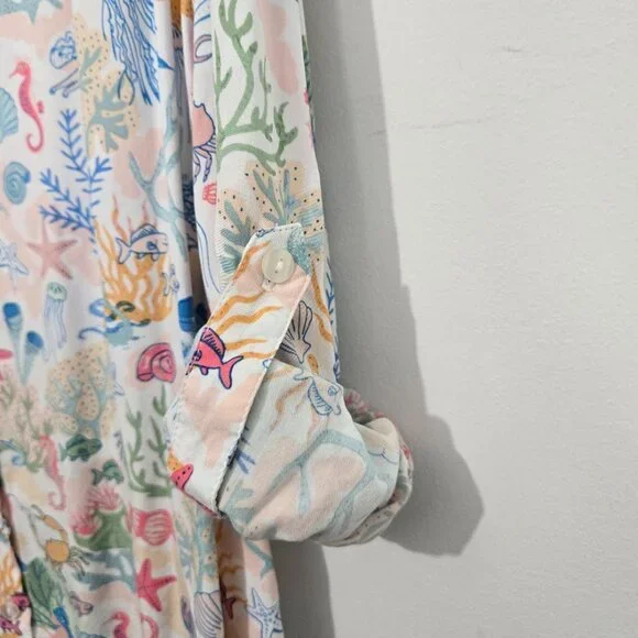 Jane and Delancey Womens Beach Button Up Top Sz 1X Travel Nautical Island Cruise - Picture 3 of 11